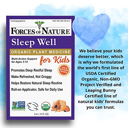 Forces of Nature – Kids Sleep Well Certified Organic (4ml), Non-GMO Verified, Natural Sleep Aid for Children, Promotes Deep, Restful Sleep, Restores Natural Sleep Routine, Homeopathic, Melatonin-Free - Image 4