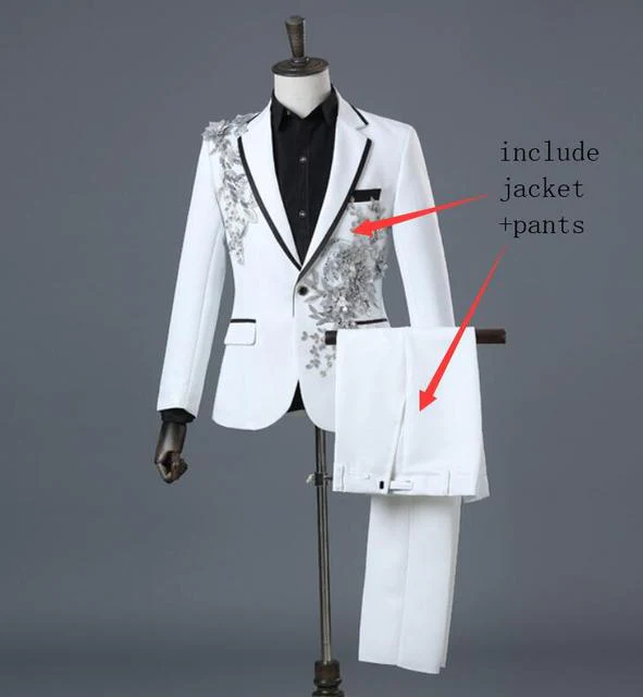 Formal Male Suits Flashing Sequins Crystal Blazers Coat Prom Party Singer Host Costume Team Chorus Wedding Master Stage Outfit - Image 3