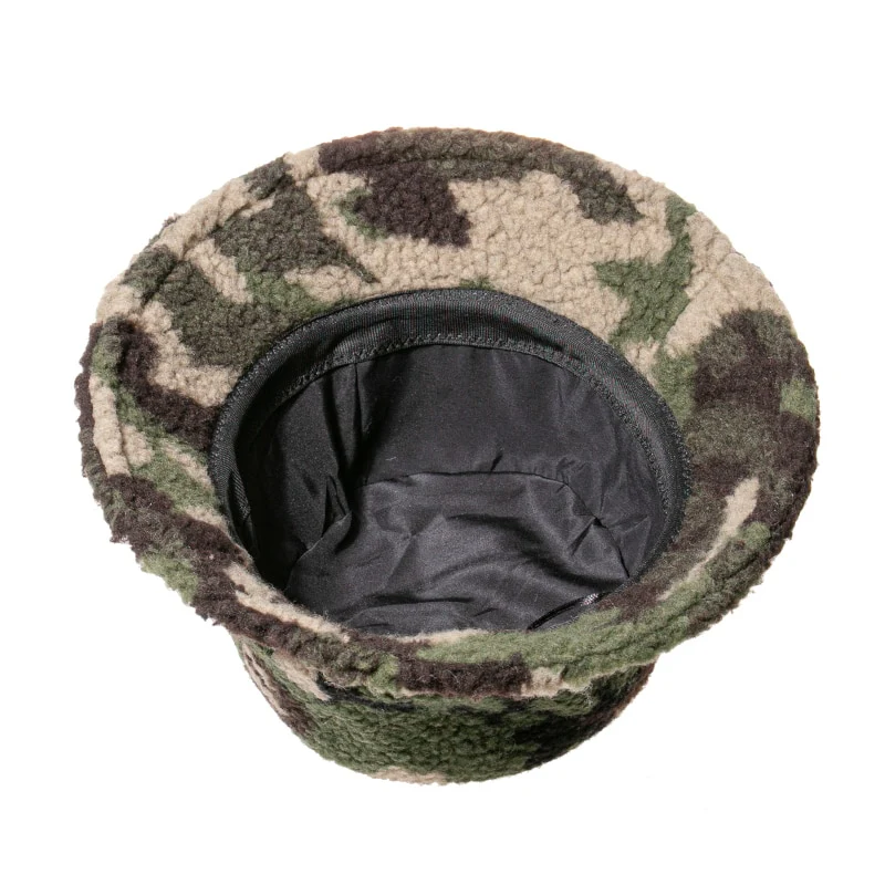 FOXMOTHER New Fashion Camo Warm Caps Wool Faux Fur Winter Bucket Hat for Women Camouflage Fisherman Hats Cap Panama Lady - Image 6