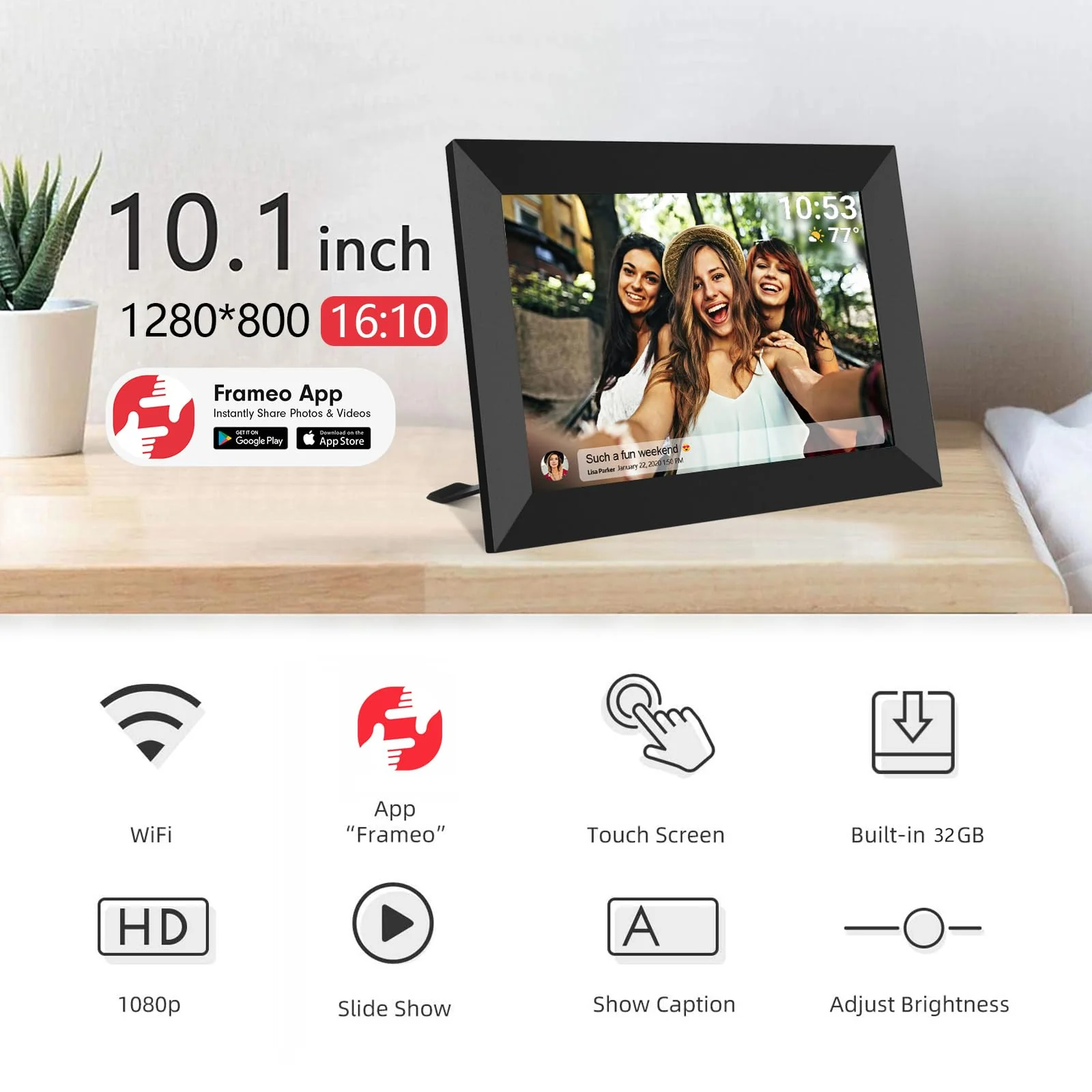 FRAMEO 10.1 Inch Smart WiFi Digital Photo Frame 1280x800 IPS LCD Touch Screen, Auto-Rotate Portrait and Landscape, Built in 32GB Memory, Share Moments Instantly via Frameo App from Anywhere - Image 7