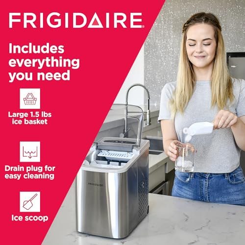 Frigidaire Countertop Ice Maker, Compact Machine, 26 lbs per day, Stainless - Image 3