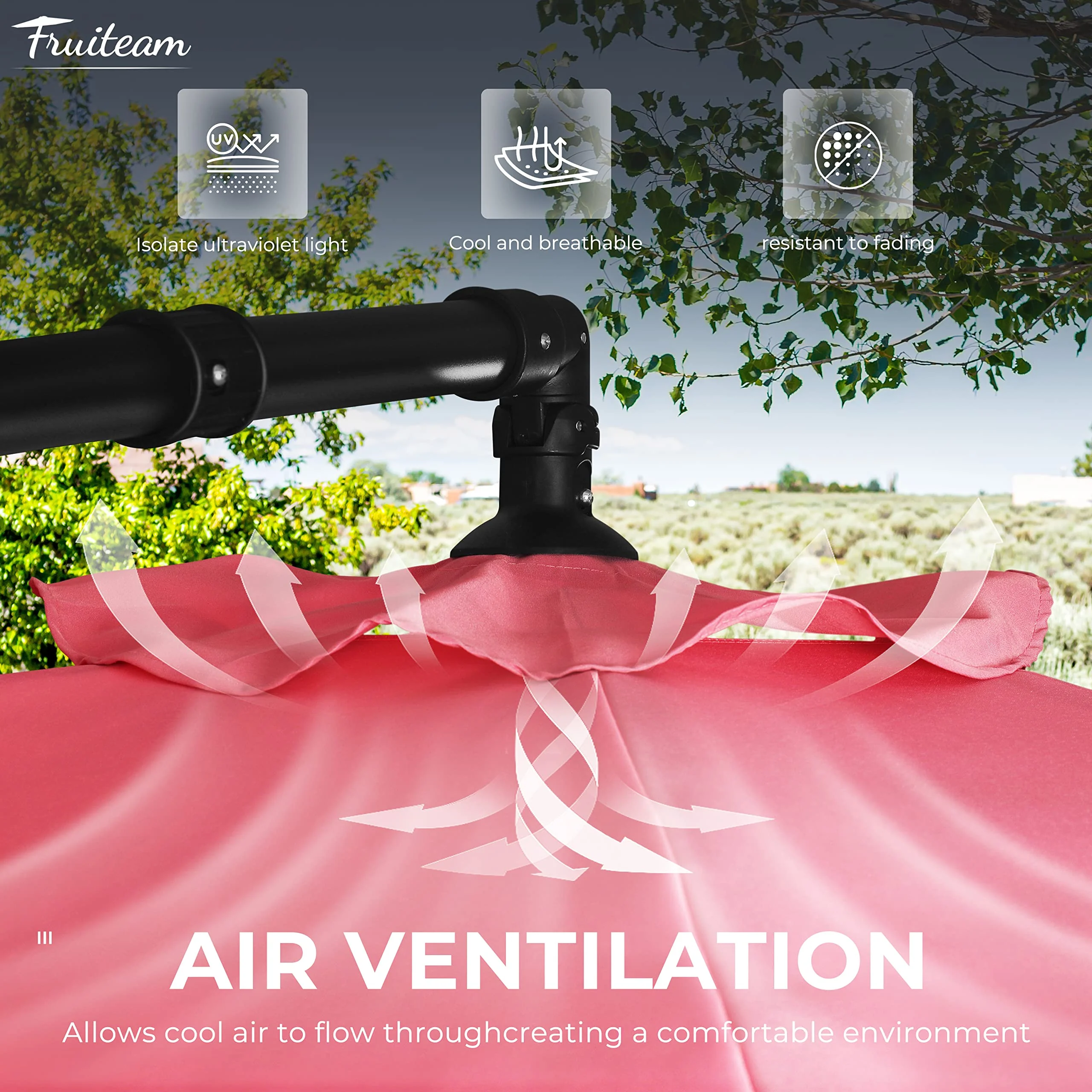 FRUITEAM 10ft Patio Umbrella Fade-resistant Offset Hanging Umbrellas, Large Market Umbrella UV Protection, Outdoor Umbrella with Ventilation for Backyard, Deck, Garden - Image 5