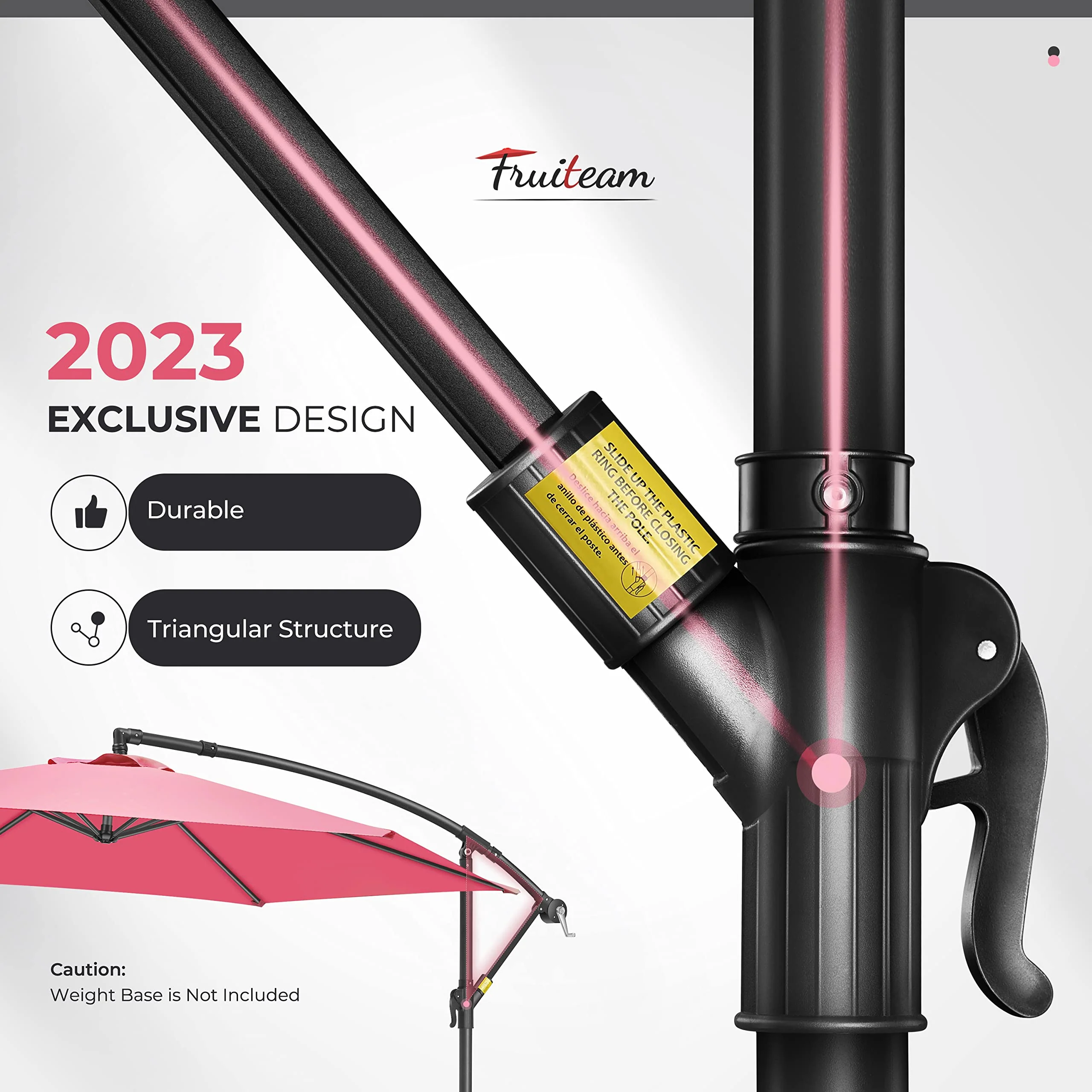 FRUITEAM 10ft Patio Umbrella Fade-resistant Offset Hanging Umbrellas, Large Market Umbrella UV Protection, Outdoor Umbrella with Ventilation for Backyard, Deck, Garden - Image 7