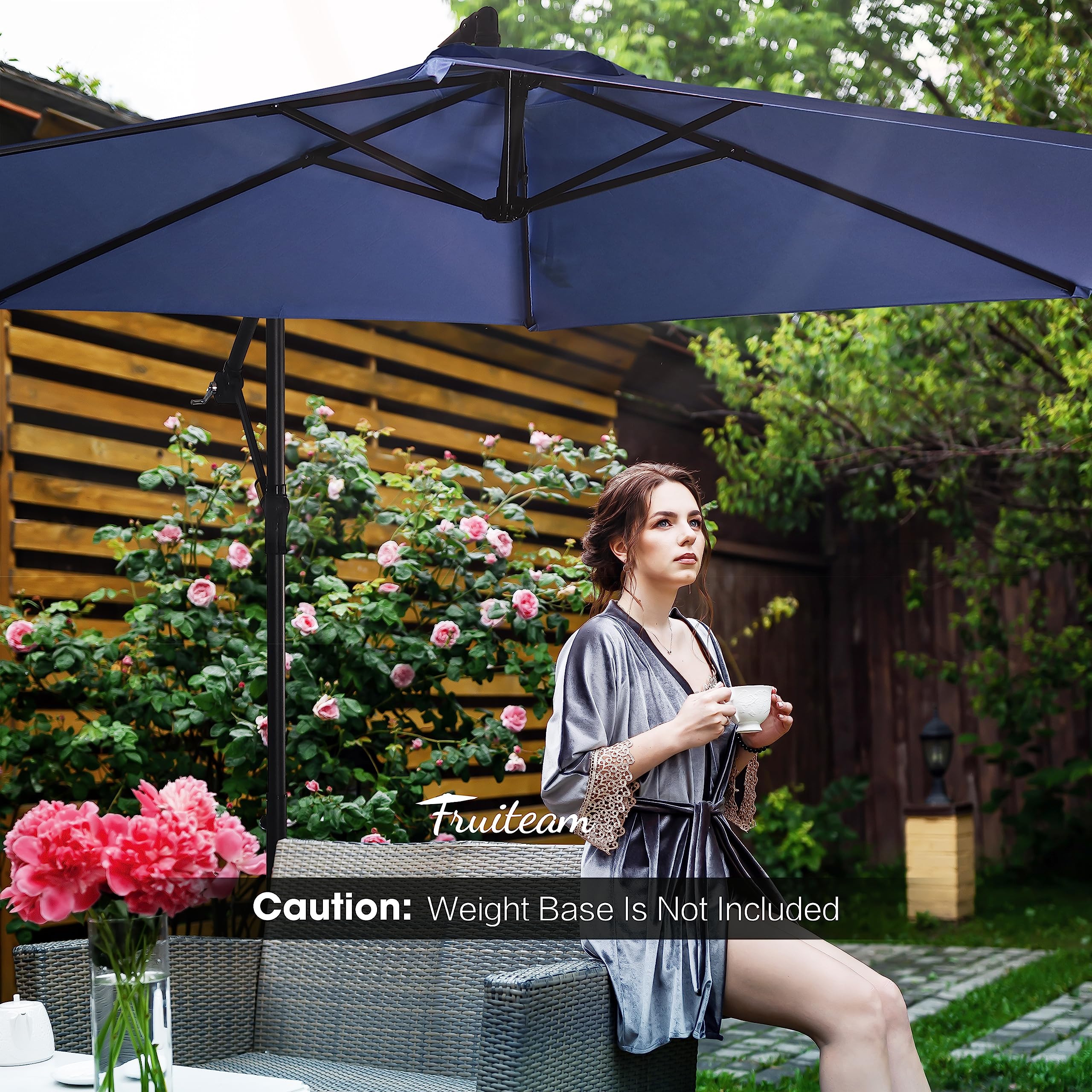 FRUITEAM 10FT Patio Umbrellas Offset Cantilever Umbrella, Large Shade Hanging Market Umbrella, Waterproof & UV Protection Outdoor Pool Umbrella with Ventilation for Backyard/Garden - Image 3