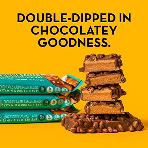 FULFIL Vitamin and Protein Bars, Chocolate Salted Caramel, Snack Sized Bar with 15g Protein and 8 Vitamins Including Vitamin C, 12 Counts - Image 5