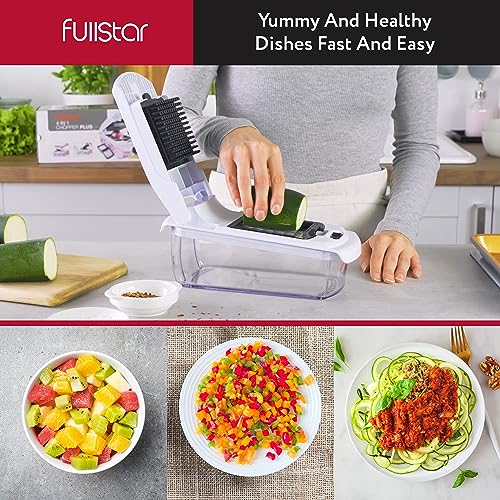 Fullstar Vegetable Chopper - Spiralizer Vegetable Slicer - Onion Chopper with Container - Pro Food Chopper - Slicer Dicer Cutter - (4 in 1, White) - Image 5