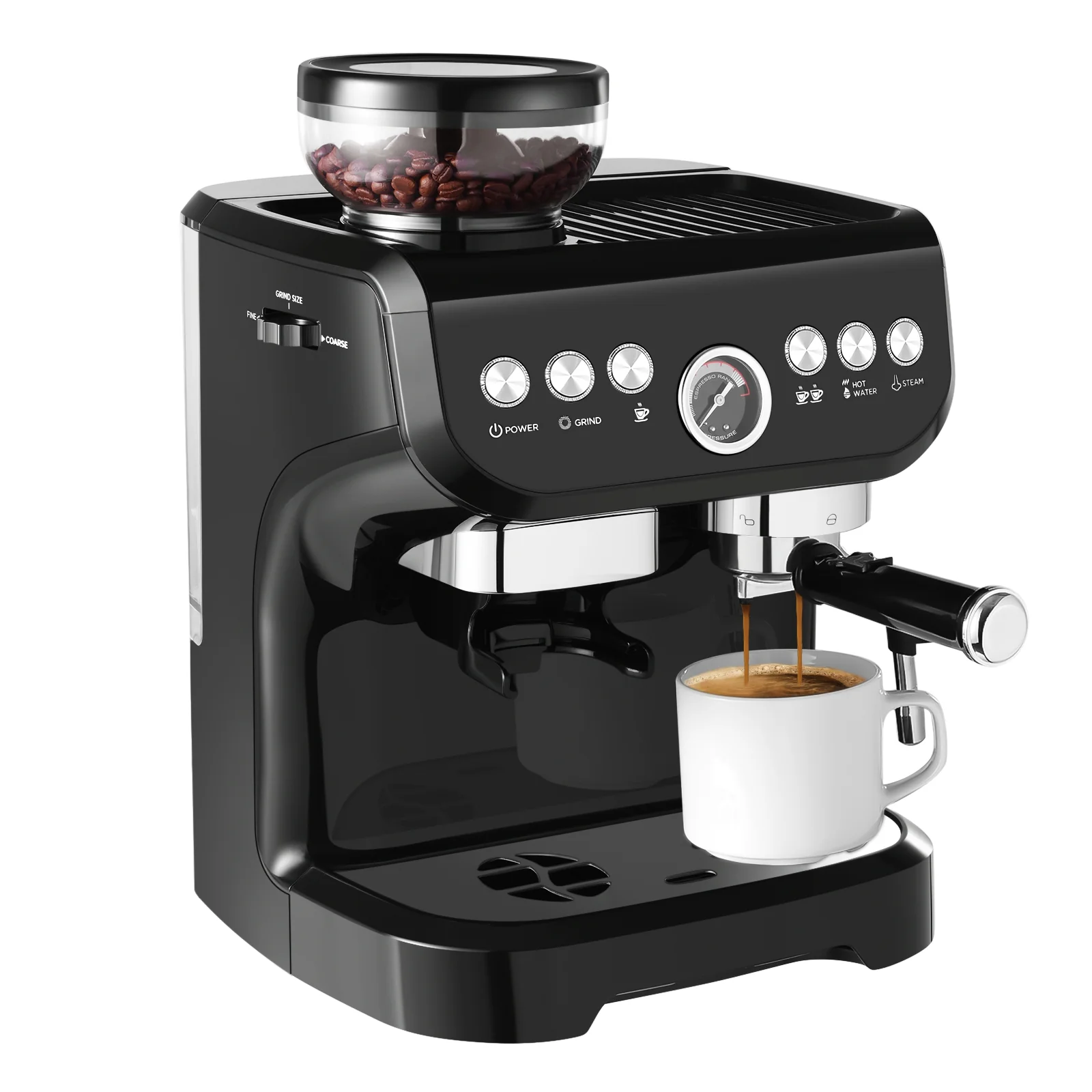 Fully Automatic 19 Bar Pum Espresso Coffee Machine With Milk Frother