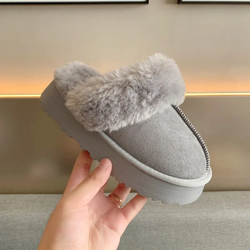 Fur Slippers Women Winter Plush Sandals  Luxury Slip on Platform Slides Female Thick Sole Designer Cotton Home Shoes - Image 3