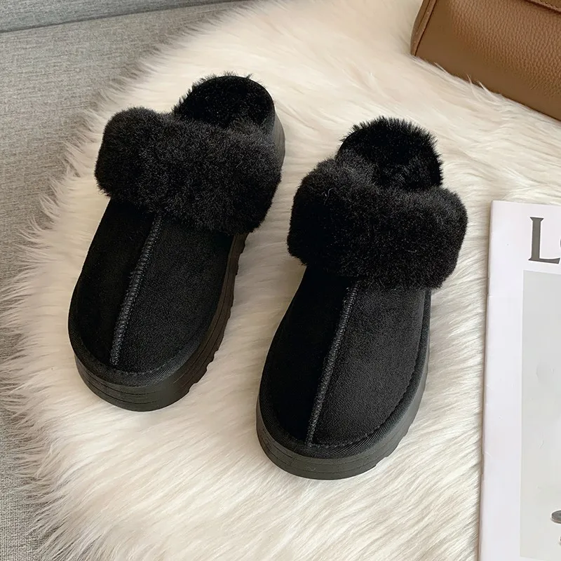 Fur Slippers Women Winter Plush Sandals  Luxury Slip on Platform Slides Female Thick Sole Designer Cotton Home Shoes - Image 7