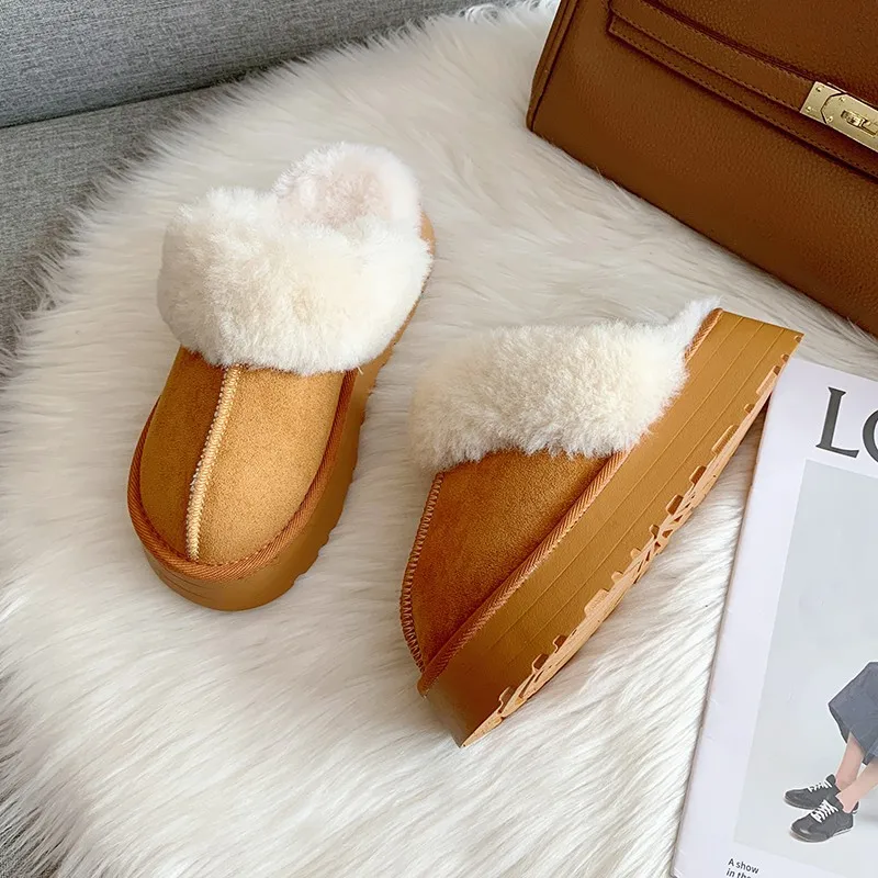 Fur Slippers Women Winter Plush Sandals  Luxury Slip on Platform Slides Female Thick Sole Designer Cotton Home Shoes - Image 8