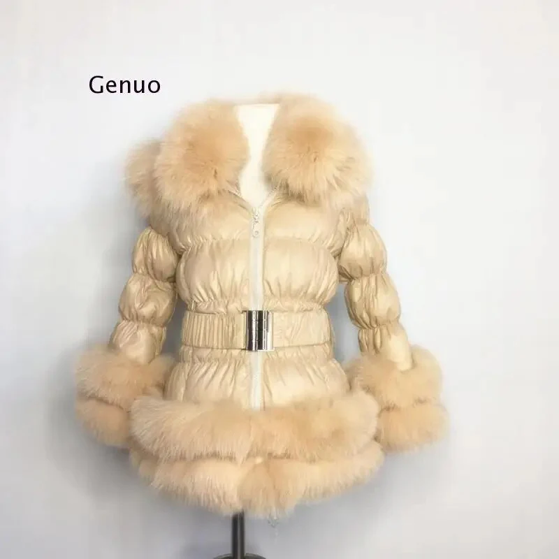 Furry Overcoat Winter Jacket Faux White Duck Down Abrigos Mujer Windproof Hooded Coat Fur Jacket Popular Puffer Jacket - Image 4