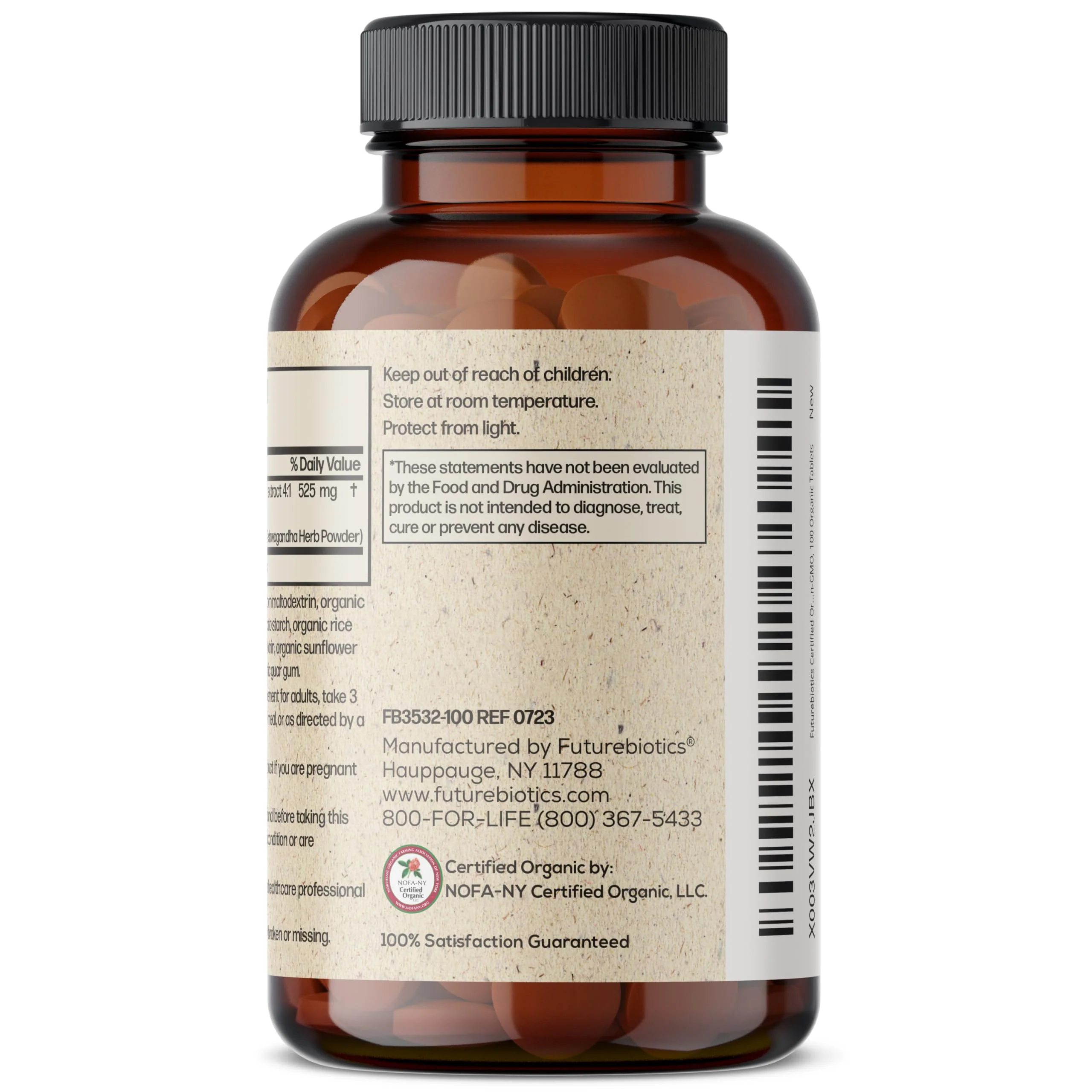 Futurebiotics Certified Organic Ashwagandha, Stress Mood & Energy Support Adaptogenic Herb, Non-GMO, 100 Organic Tablets - Image 3