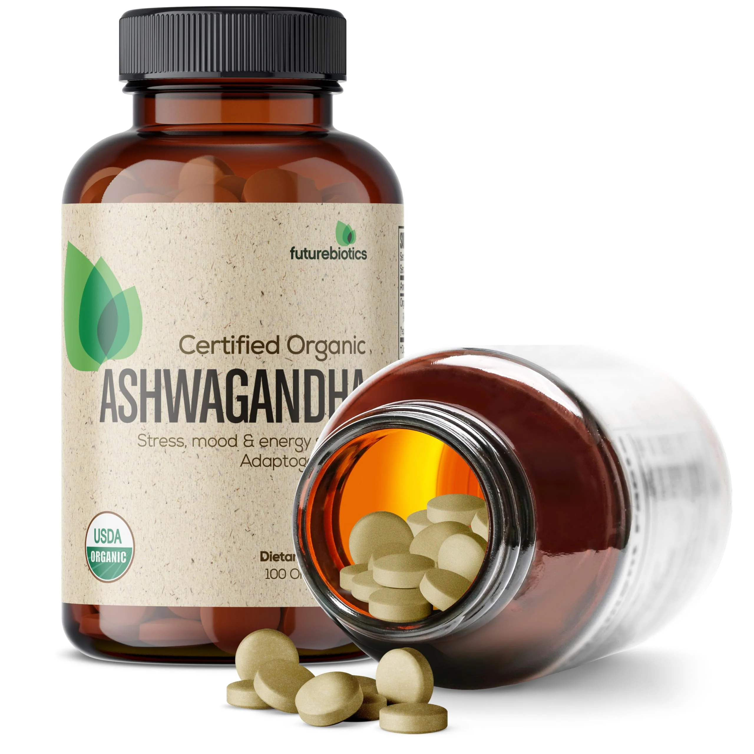 Futurebiotics Certified Organic Ashwagandha, Stress Mood & Energy Support Adaptogenic Herb, Non-GMO, 100 Organic Tablets - Image 4