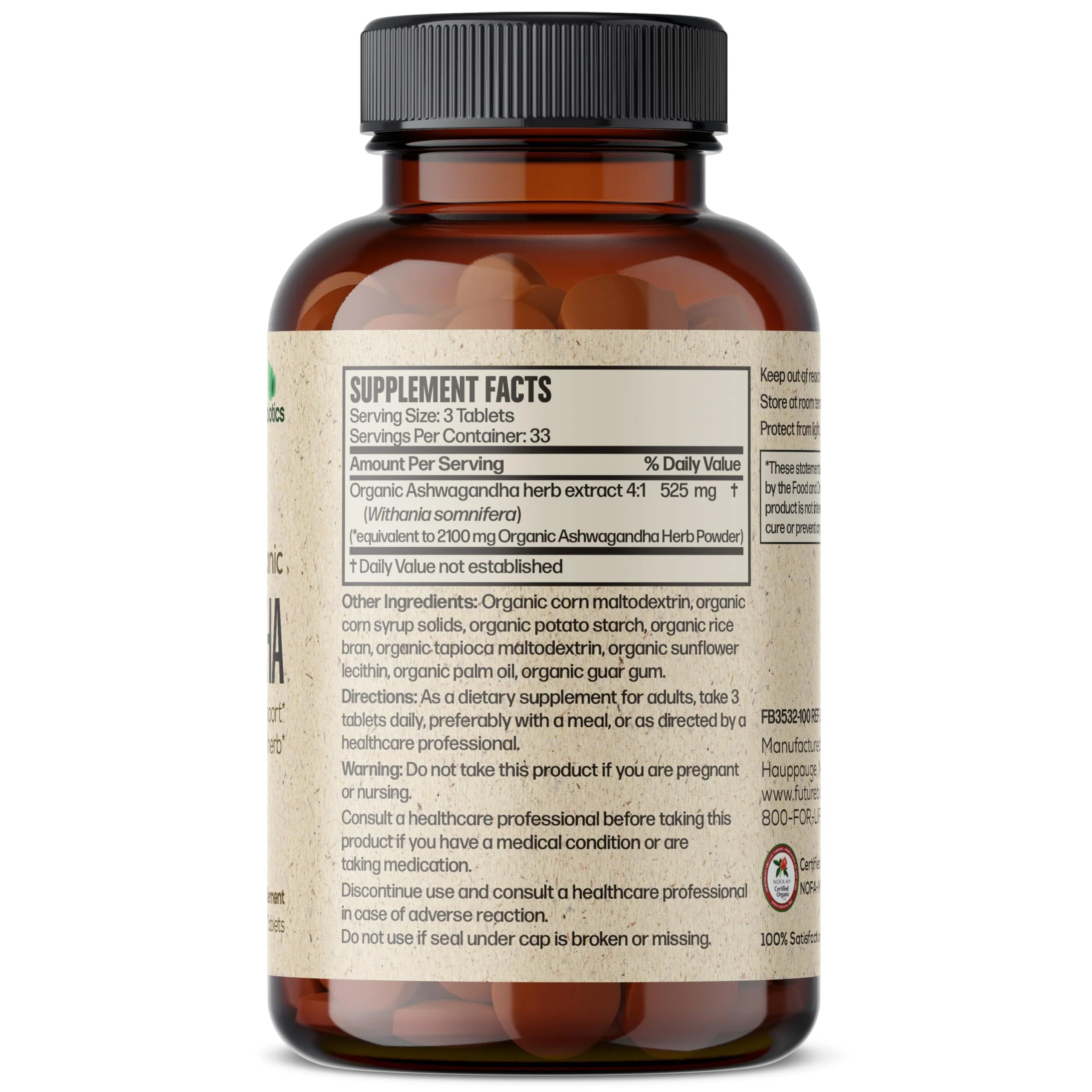 Futurebiotics Certified Organic Ashwagandha, Stress Mood & Energy Support Adaptogenic Herb, Non-GMO, 100 Organic Tablets - Image 6