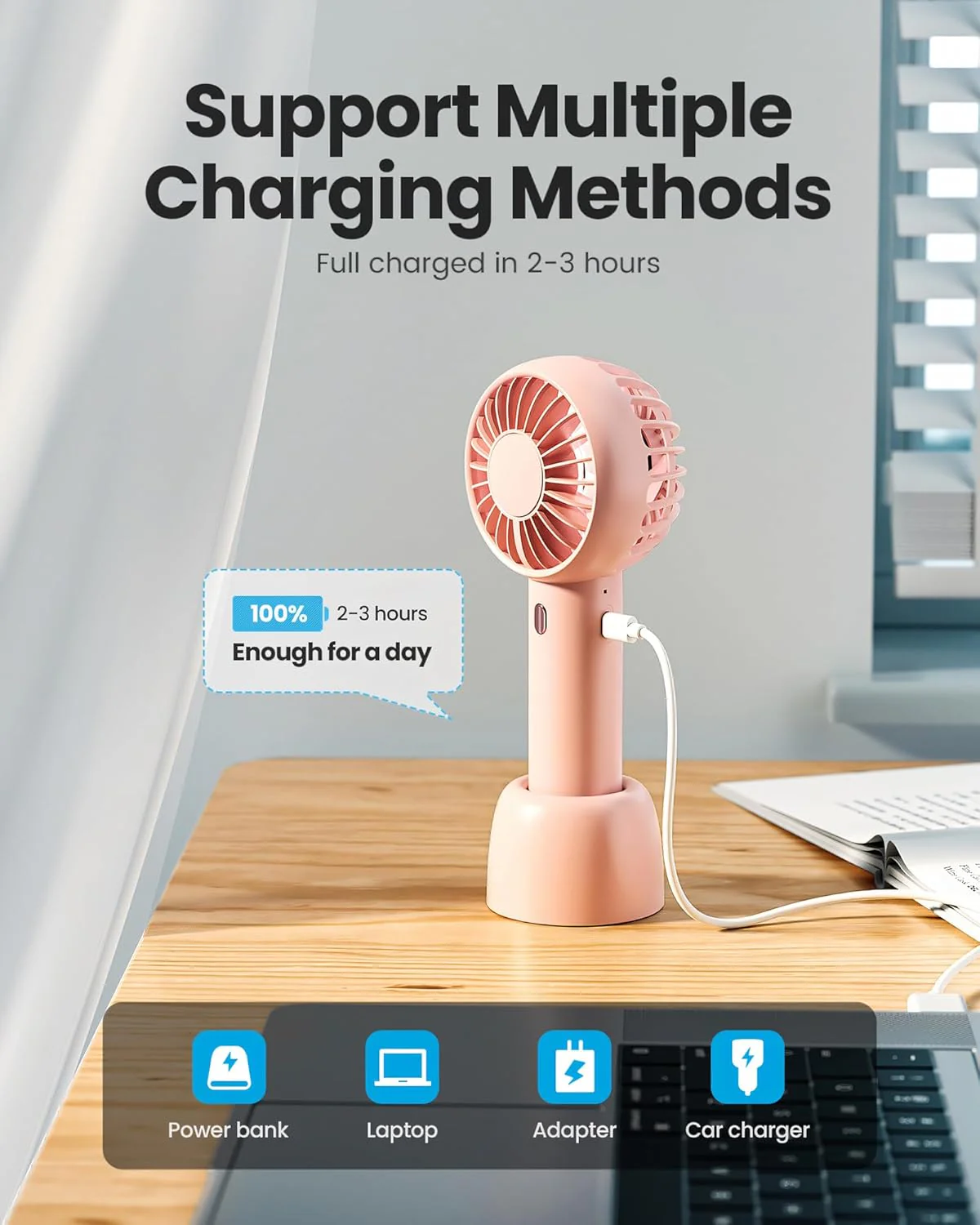 Gaiatop Mini Portable Fan, Small and Powerful, Cute Design 3 Speed Personal Handheld fan - Image 2