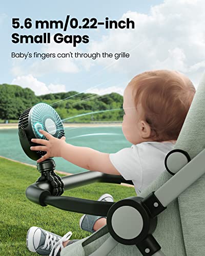 Gaiatop Mini Portable Stroller Fan, Battery Operated Small Clip on Fan, Detachable 3 Speed Rechargeable 360° Rotate Flexible Tripod Cooling Fan for Car Seat Crib Treadmill Travel Black - Image 8