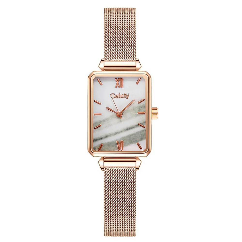 Gaiety Brand Women Watches Fashion Square Ladies Quartz Watch Bracelet Set Green Dial Simple Rose Gold Mesh Luxury Women Watches - Image 20