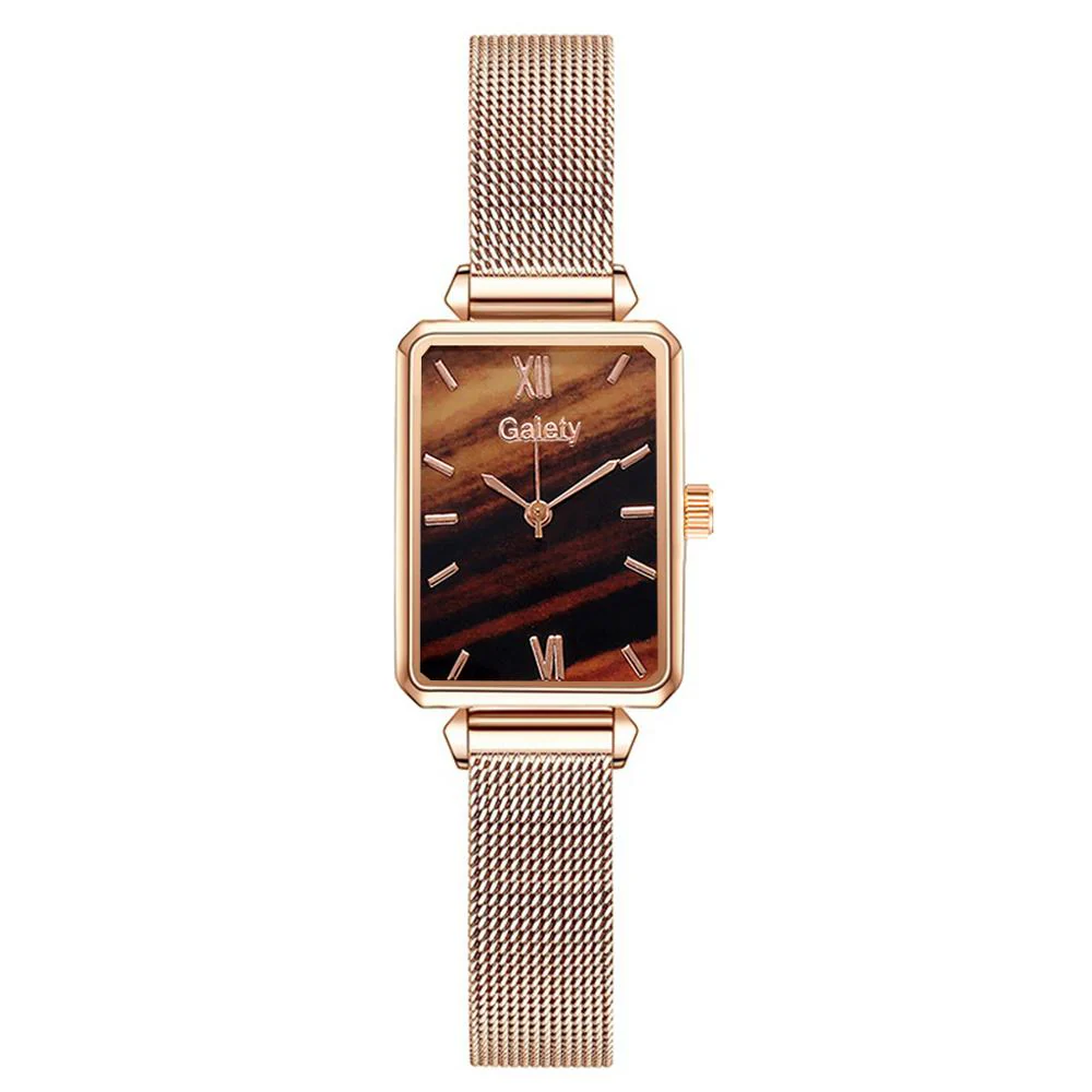 Gaiety Brand Women Watches Fashion Square Ladies Quartz Watch Bracelet Set Green Dial Simple Rose Gold Mesh Luxury Women Watches - Image 21
