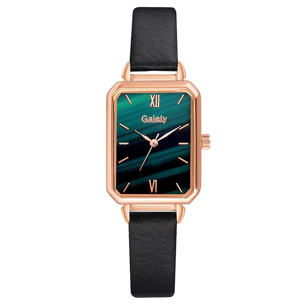 Gaiety Brand Women Watches Fashion Square Ladies Quartz Watch Bracelet Set Green Dial Simple Rose Gold Mesh Luxury Women Watches - Image 9