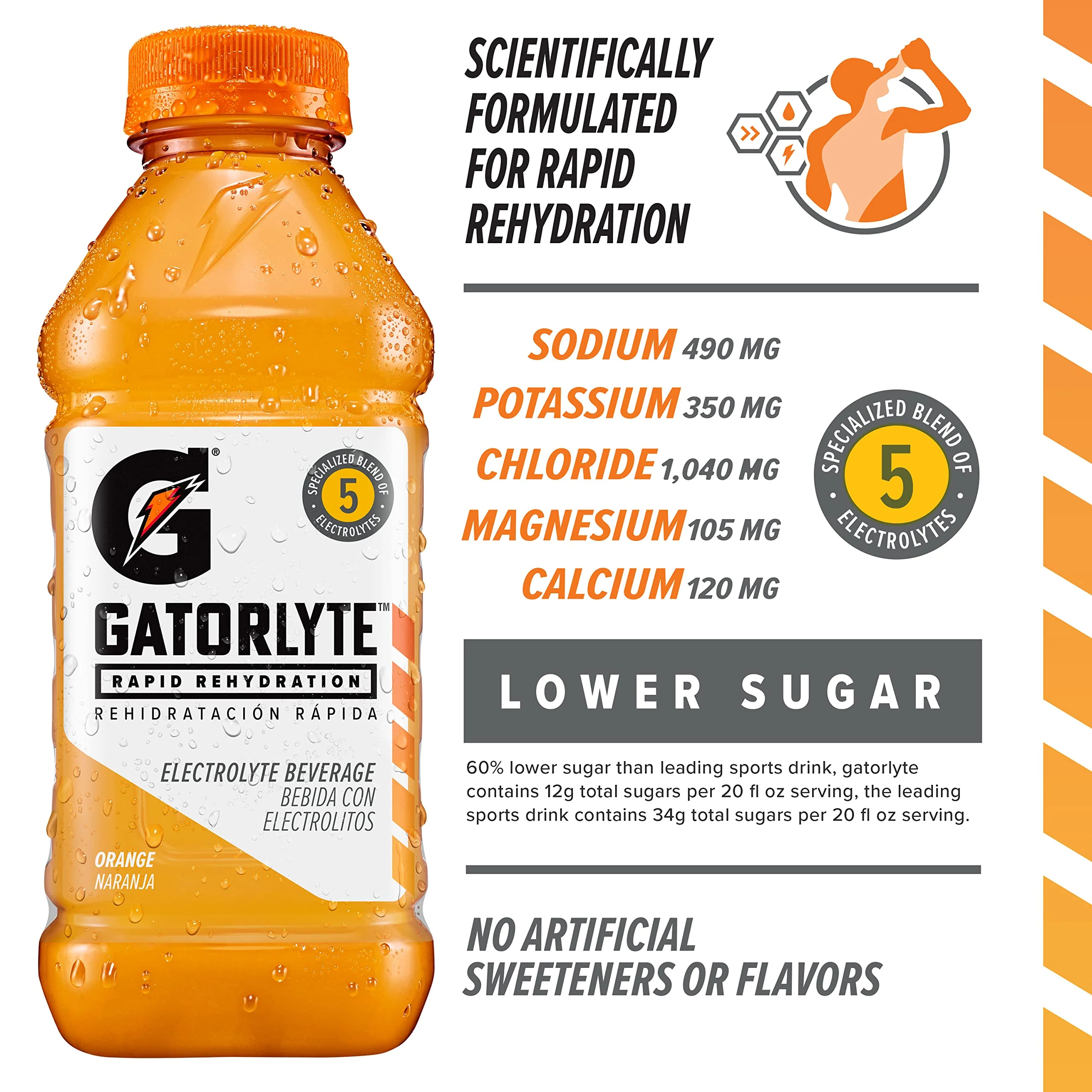 Gatorlyte Rapid Rehydration Electrolyte Beverage, 3 Flavor Variety Pack, 20 Fl Oz (Pack of 12) - Image 6