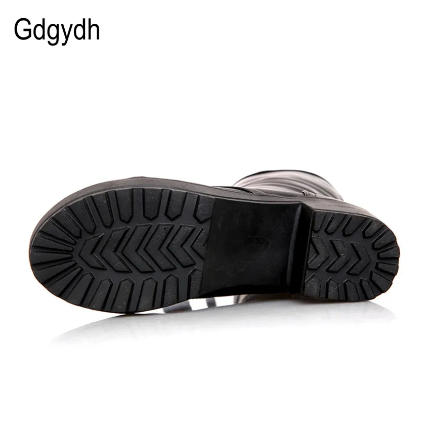 Gdgydh Large Size 43 Lace Up Knee High Boots Women Autumn Soft Leather Fashion White Square Heel Woman Shoes Winter Hot Sale - Image 6
