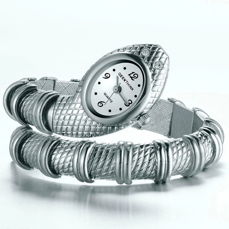 GEEKTHINK Bling Rhinestone Fashion Brand Quartz Watch Bracelet Women Ladies Snake Dress Watch Bangle Diamond Ornament - Image 4