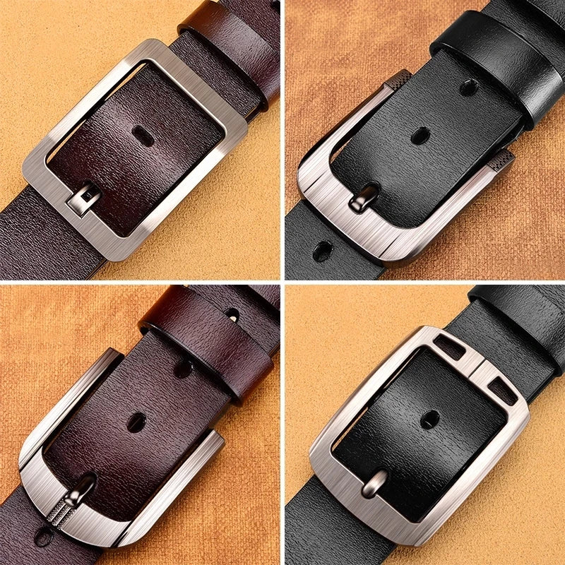 Genuine Leather For Men's High Quality Buckle Jeans Cowskin Casual Belts Business Cowboy Waistband Male Fashion Designer 2022New - Image 5