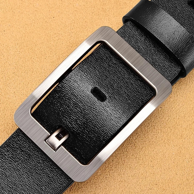 Genuine Leather For Men's High Quality Buckle Jeans Cowskin Casual Belts Business Cowboy Waistband Male Fashion Designer 2022New - Image 4