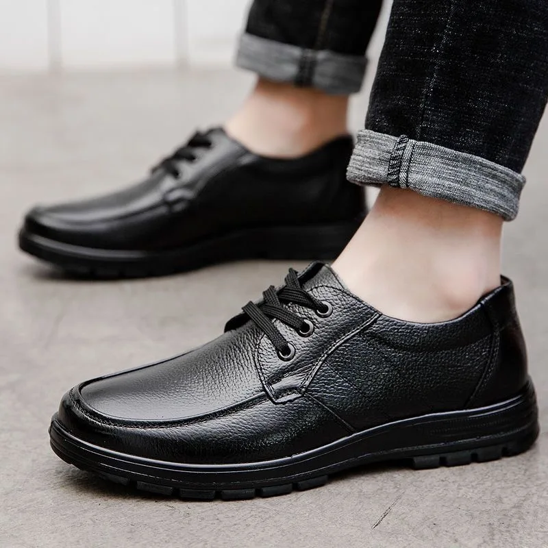 Genuine Leather Shoes Flat Mens Casual Shoes Cowhide Business Brand Male Footwear Soft Comfortable Black - Image 5