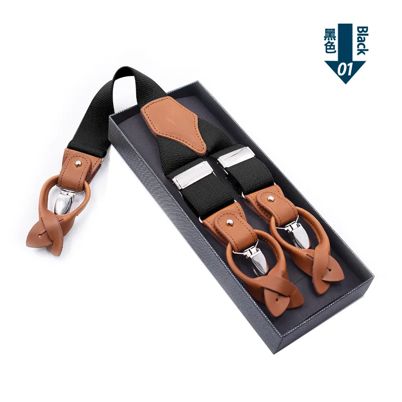 Genuine Leather Suspenders Men 3/6 Clips Male Suspensorios Adjustable Belt Strap Bretelles Vintage Men Clothing Accessories - Image 18