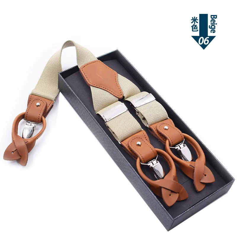 Genuine Leather Suspenders Men 3/6 Clips Male Suspensorios Adjustable Belt Strap Bretelles Vintage Men Clothing Accessories - Image 19