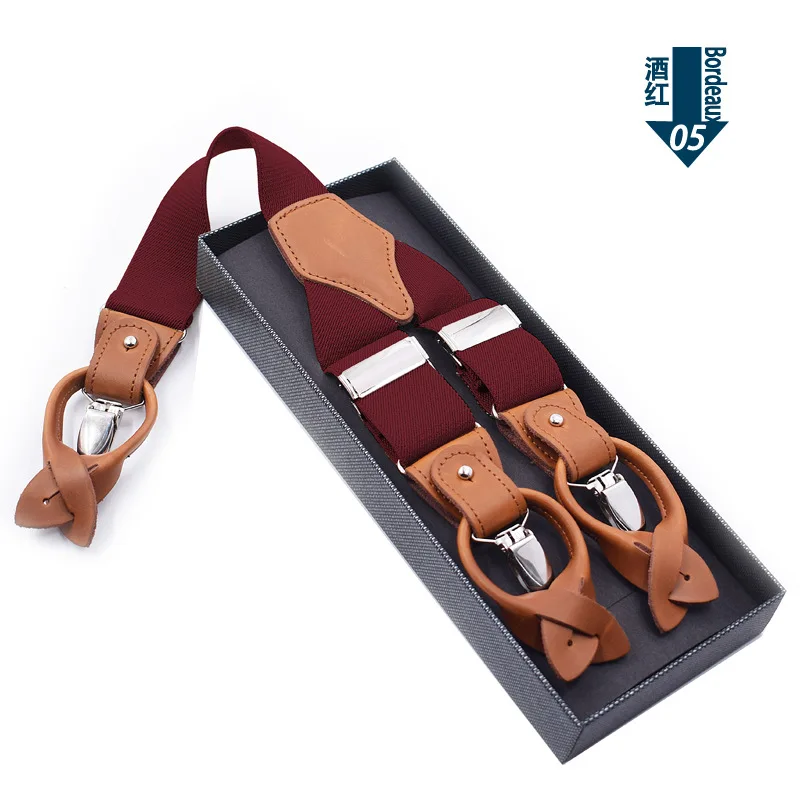 Genuine Leather Suspenders Men 3/6 Clips Male Suspensorios Adjustable Belt Strap Bretelles Vintage Men Clothing Accessories - Image 21