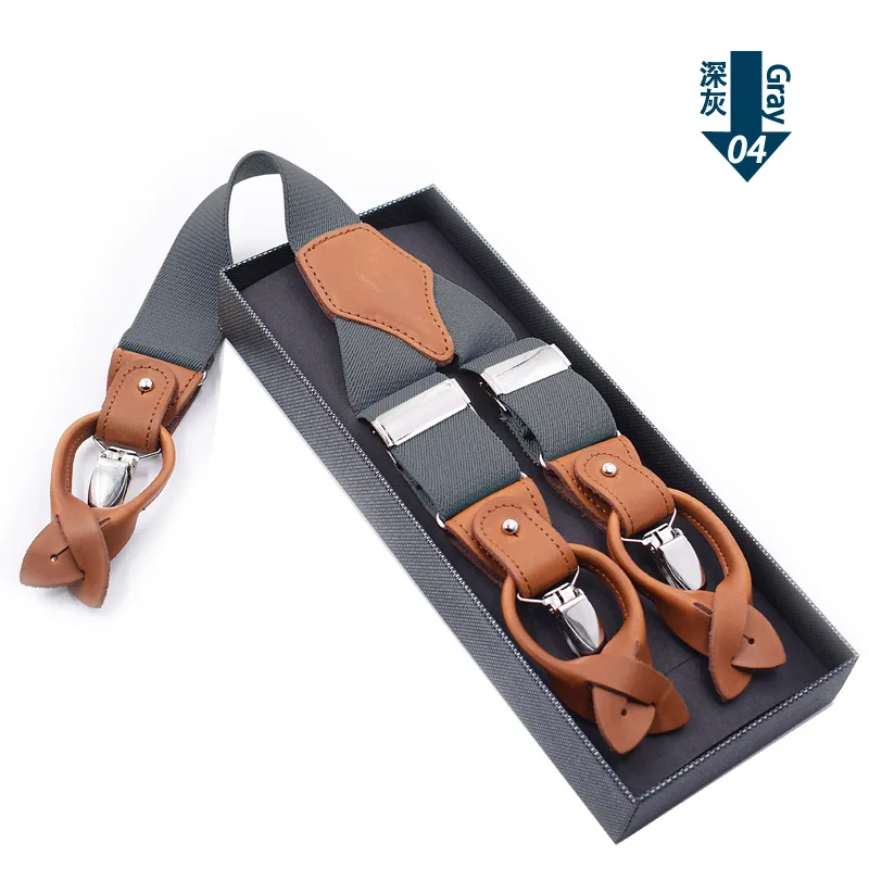 Genuine Leather Suspenders Men 3/6 Clips Male Suspensorios Adjustable Belt Strap Bretelles Vintage Men Clothing Accessories - Image 24
