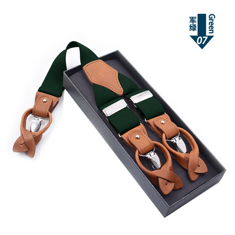 Genuine Leather Suspenders Men 3/6 Clips Male Suspensorios Adjustable Belt Strap Bretelles Vintage Men Clothing Accessories - Image 25