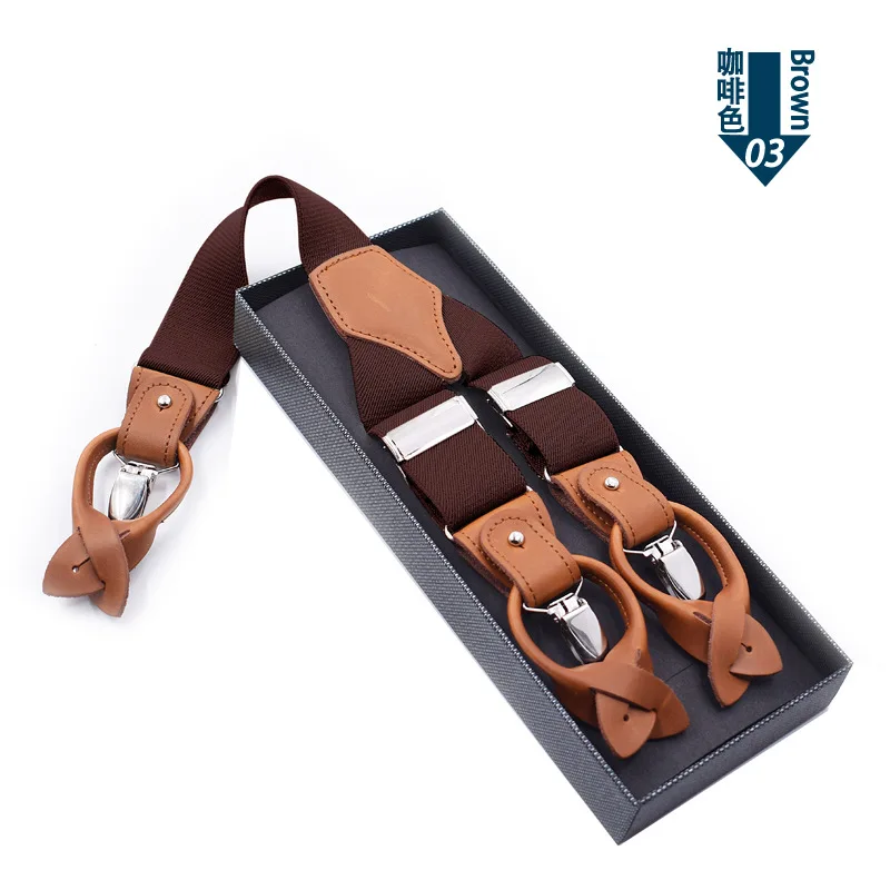 Genuine Leather Suspenders Men 3/6 Clips Male Suspensorios Adjustable Belt Strap Bretelles Vintage Men Clothing Accessories - Image 26