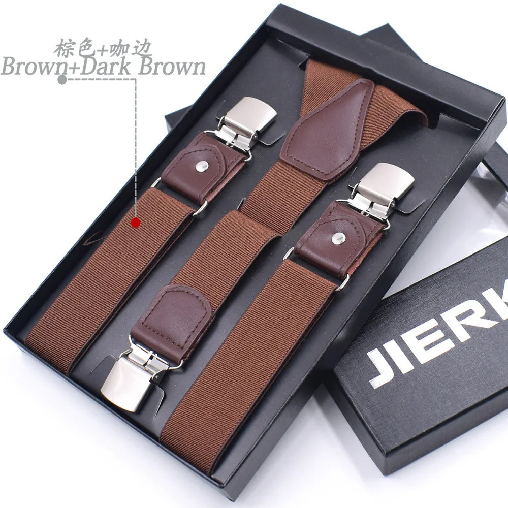 Genuine Leather Suspenders Men 3/6 Clips Male Suspensorios Adjustable Belt Strap Bretelles Vintage Men Clothing Accessories - Image 47