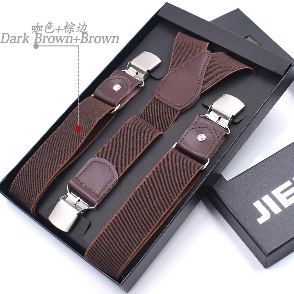 Genuine Leather Suspenders Men 3/6 Clips Male Suspensorios Adjustable Belt Strap Bretelles Vintage Men Clothing Accessories - Image 50