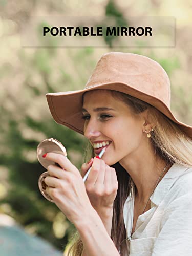 Getinbulk Compact Mirror for Purse, Double-Sided 1X/2X Magnifying Metal Pocket Makeup Mirrors(Round, Rose Gold) - Image 2