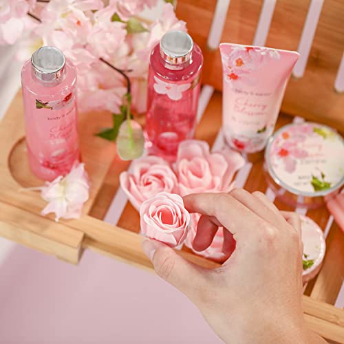 Gift Baskets for Women - Body & Earth Bath and Body Spa Gift Set with Cherry Blossom & Jasmine Scent Bubble Bath, Shower Gel, Shampoo Bar Soap, Bath Sets for Women Gift, Christmas Gifts for Her - Image 3