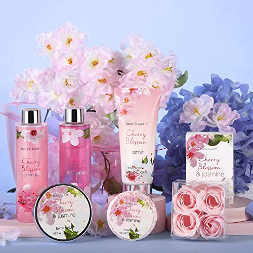 Gift Baskets for Women - Body & Earth Bath and Body Spa Gift Set with Cherry Blossom & Jasmine Scent Bubble Bath, Shower Gel, Shampoo Bar Soap, Bath Sets for Women Gift, Christmas Gifts for Her - Image 7