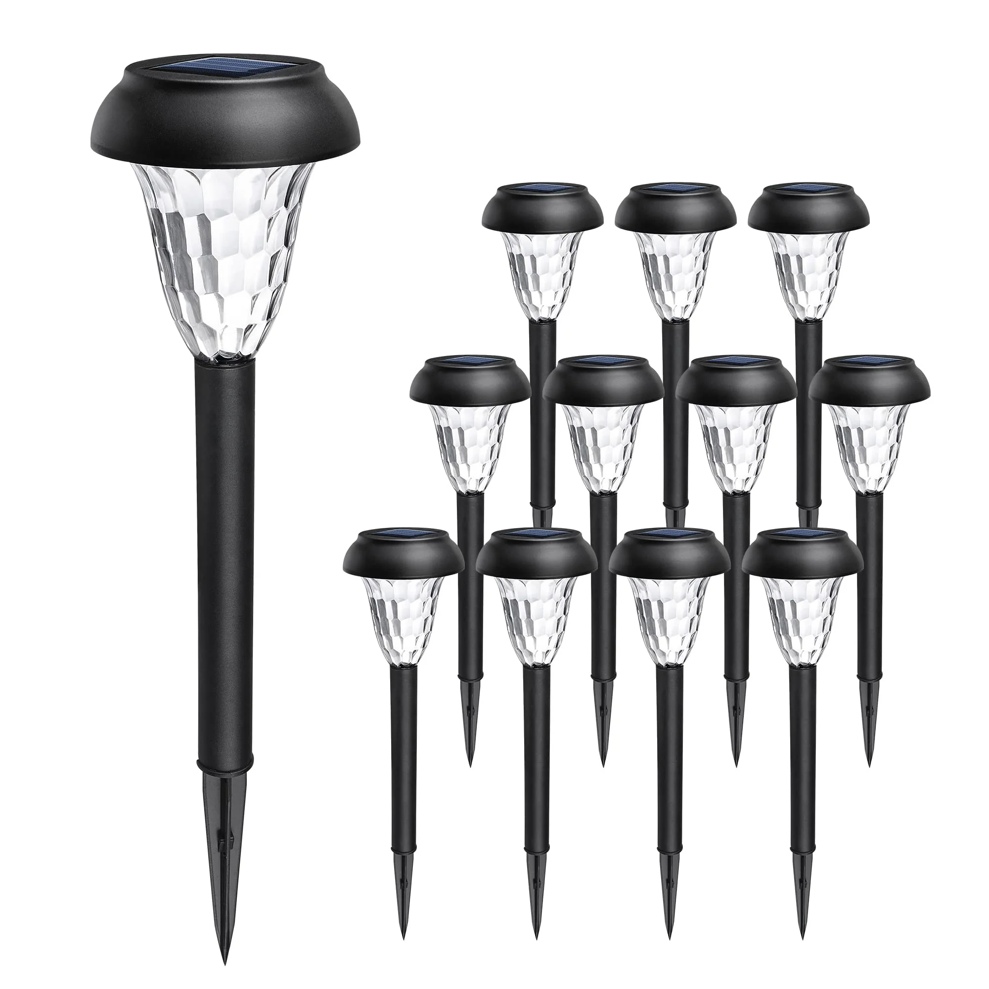 GIGALUMI 12Pack Solar Lights Outdoor Waterproof, Pathway Lights Solar Powered, Landscape Lighting, Solar Lights for Patio, Garden, Yard, Pathways, Landscapes, Walkways and Driveways - Image 2