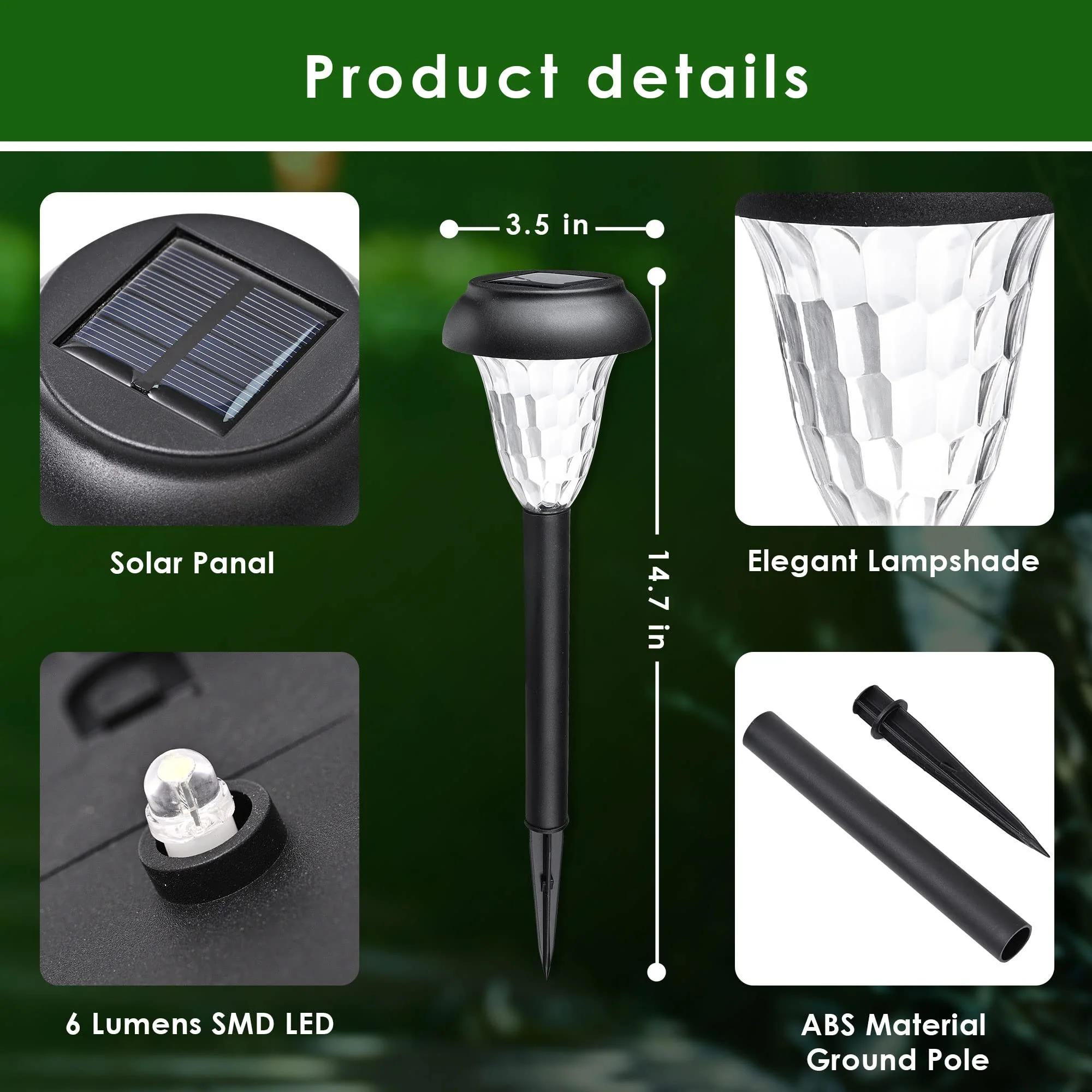 GIGALUMI 12Pack Solar Lights Outdoor Waterproof, Pathway Lights Solar Powered, Landscape Lighting, Solar Lights for Patio, Garden, Yard, Pathways, Landscapes, Walkways and Driveways - Image 6