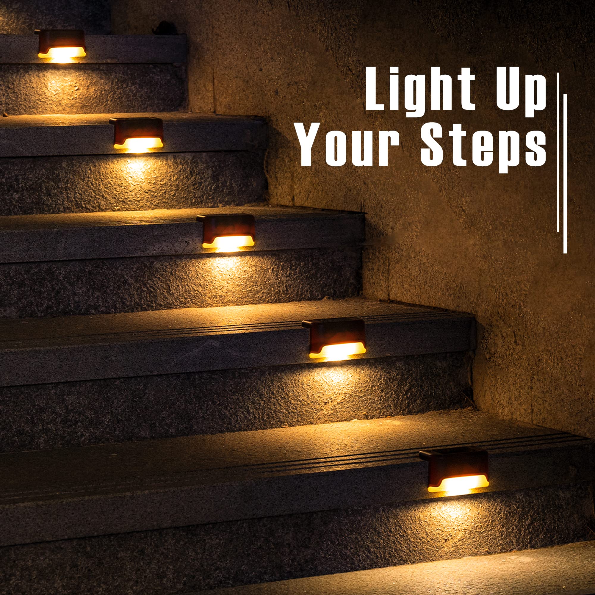 GIGALUMI Led Solar Deck Lights, 16 Pack Waterproof for Outdoor Stairs, Step, Fence, Railing, Yard and Patio (Warm White)… - Image 7