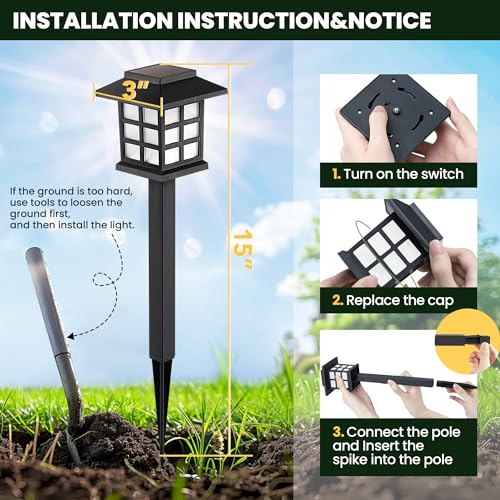GIGALUMI Solar Outdoor Lights,12 Pack LED Solar Lights Outdoor Waterproof, Solar Walkway Lights Maintain 10 Hours of Lighting for Your Garden, Landscape, Path, Yard, Patio, Driveway - Image 2