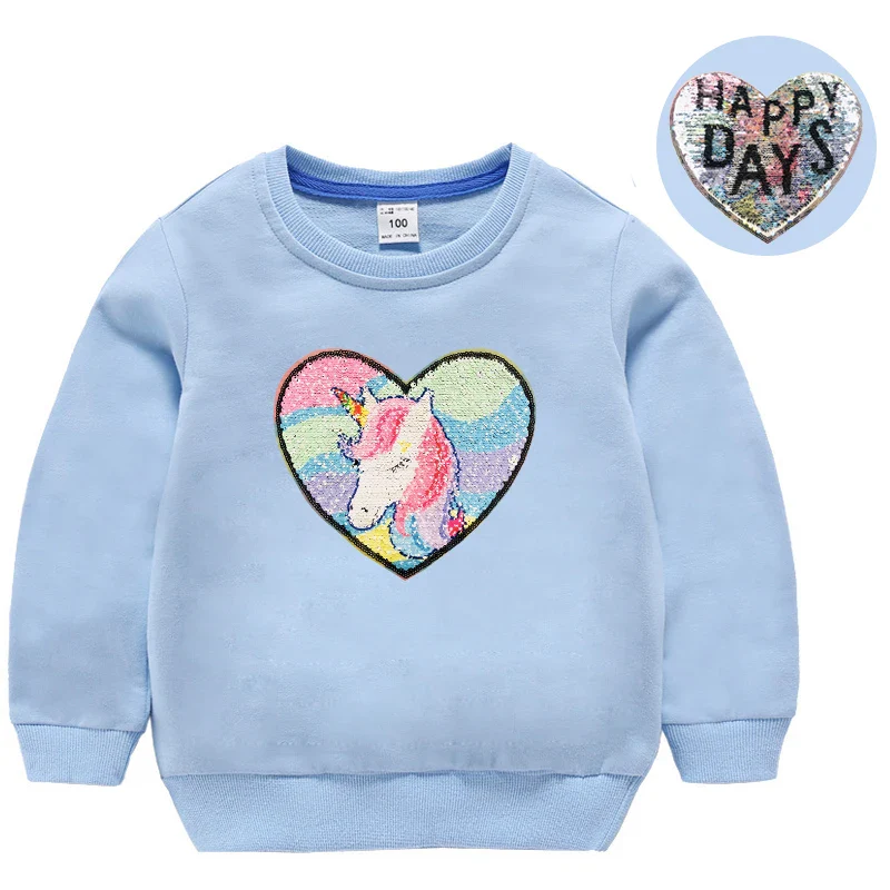 Girl Sequin Hoodies Children's Cotton Top Casual Big Girl Transform Sequin TShirt Long Sleeve Winter Autumn Baby Girl Clothes - Image 11