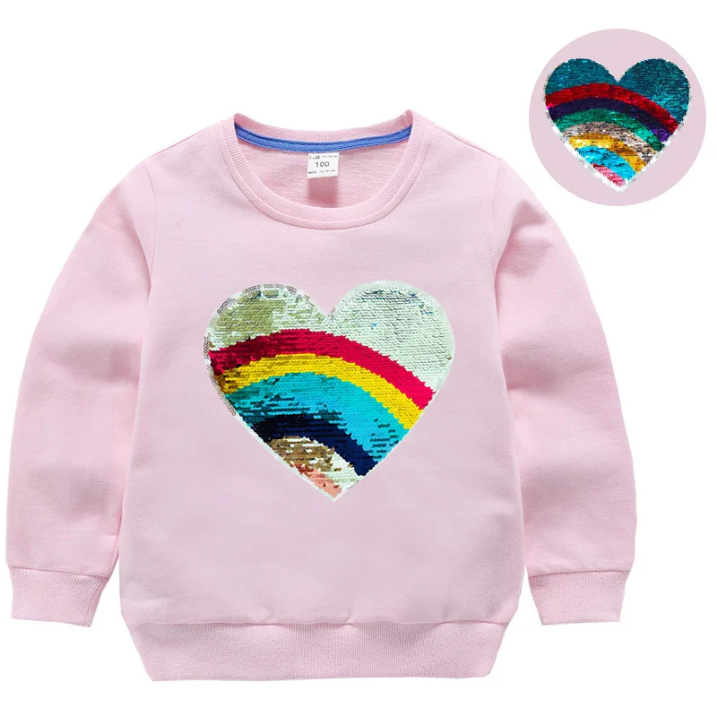 Girl Sequin Hoodies Children's Cotton Top Casual Big Girl Transform Sequin TShirt Long Sleeve Winter Autumn Baby Girl Clothes - Image 13
