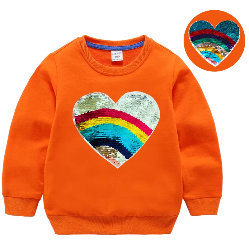 Girl Sequin Hoodies Children's Cotton Top Casual Big Girl Transform Sequin TShirt Long Sleeve Winter Autumn Baby Girl Clothes - Image 14