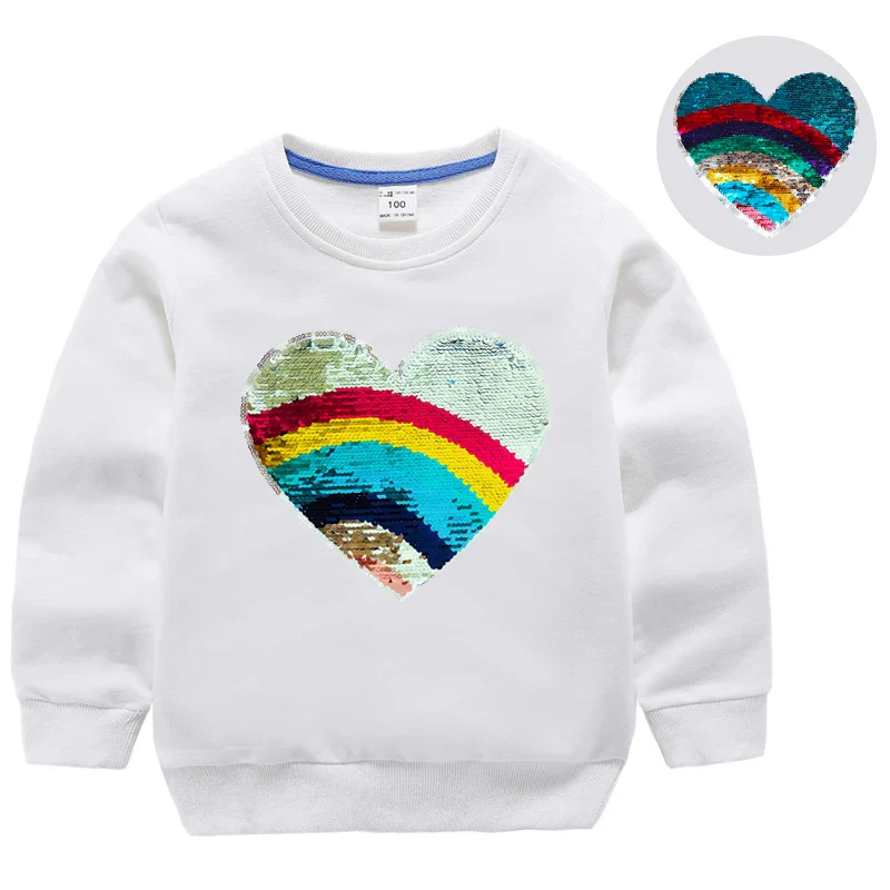 Girl Sequin Hoodies Children's Cotton Top Casual Big Girl Transform Sequin TShirt Long Sleeve Winter Autumn Baby Girl Clothes - Image 17