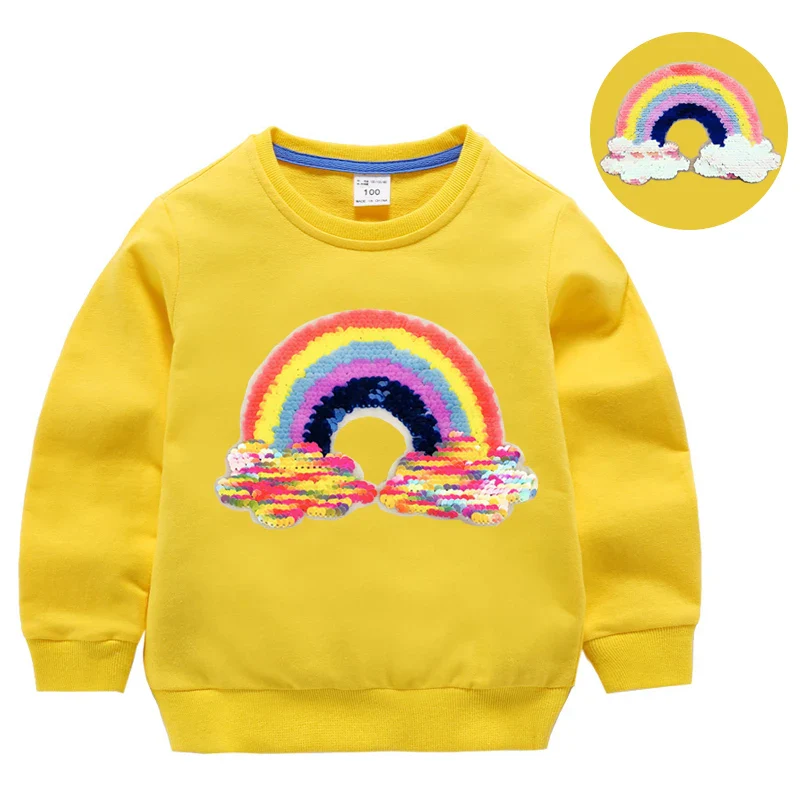 Girl Sequin Hoodies Children's Cotton Top Casual Big Girl Transform Sequin TShirt Long Sleeve Winter Autumn Baby Girl Clothes - Image 3