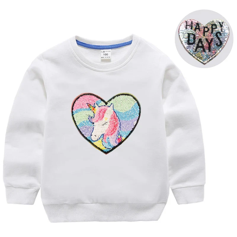 Girl Sequin Hoodies Children's Cotton Top Casual Big Girl Transform Sequin TShirt Long Sleeve Winter Autumn Baby Girl Clothes - Image 4